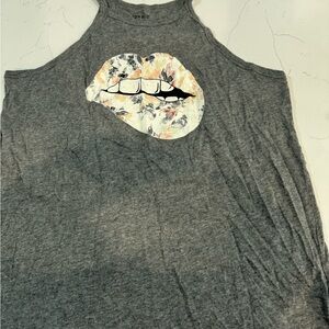 Torrid Gray Lip Graphic Muscle Tee